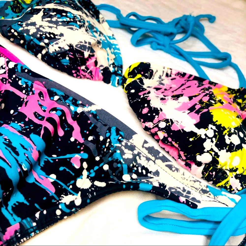 Xhilaration Sz Sm Paint Splatter Pattern Bikini
